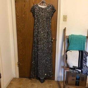 Adrianna Papell gray sequence dress